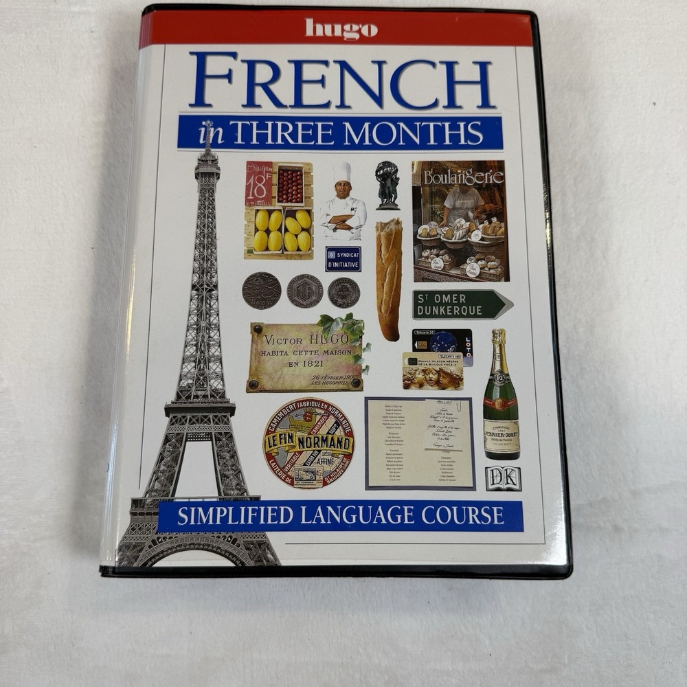 Hugo French in Three Months Language Course 4 Cassette Tapes Book Set DK 1998